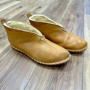 Vintage Shearling Lined Leather Ankle Boot Moccasin Shoes, Men’s 12